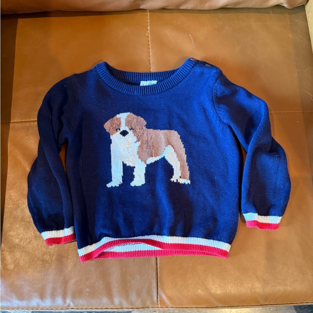 Janie and Jack English Bulldog Navy Sweater